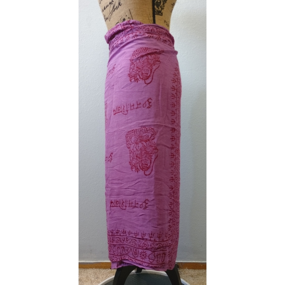 Purple Pink Sheer Large Scarf Wrap Oriental Hindi